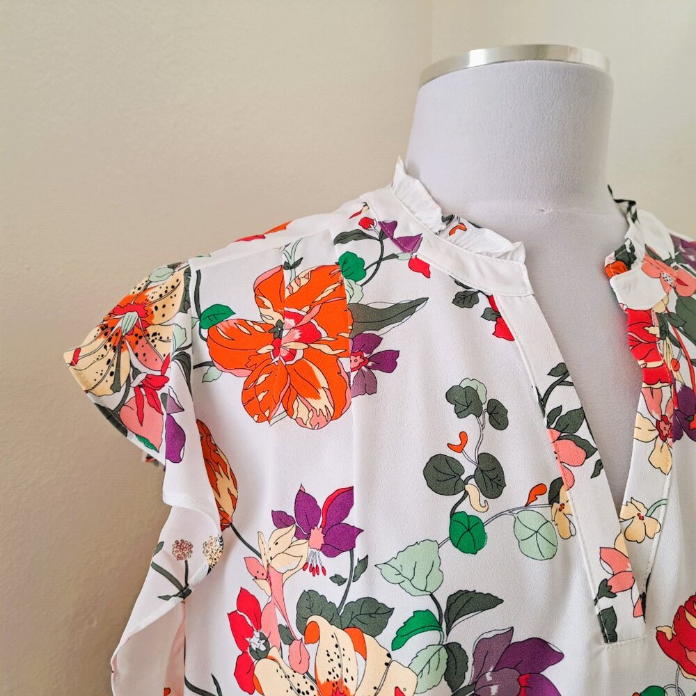 Liz Clairborne Women's Floral Cami Top Short Sleeve Size PXXL White Multic… - Picture 9 of 11